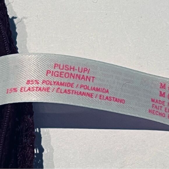 PINK Racerback Lace Bra Dark Burgundy Push Up Size M(A-C) - Picture 8 of 8